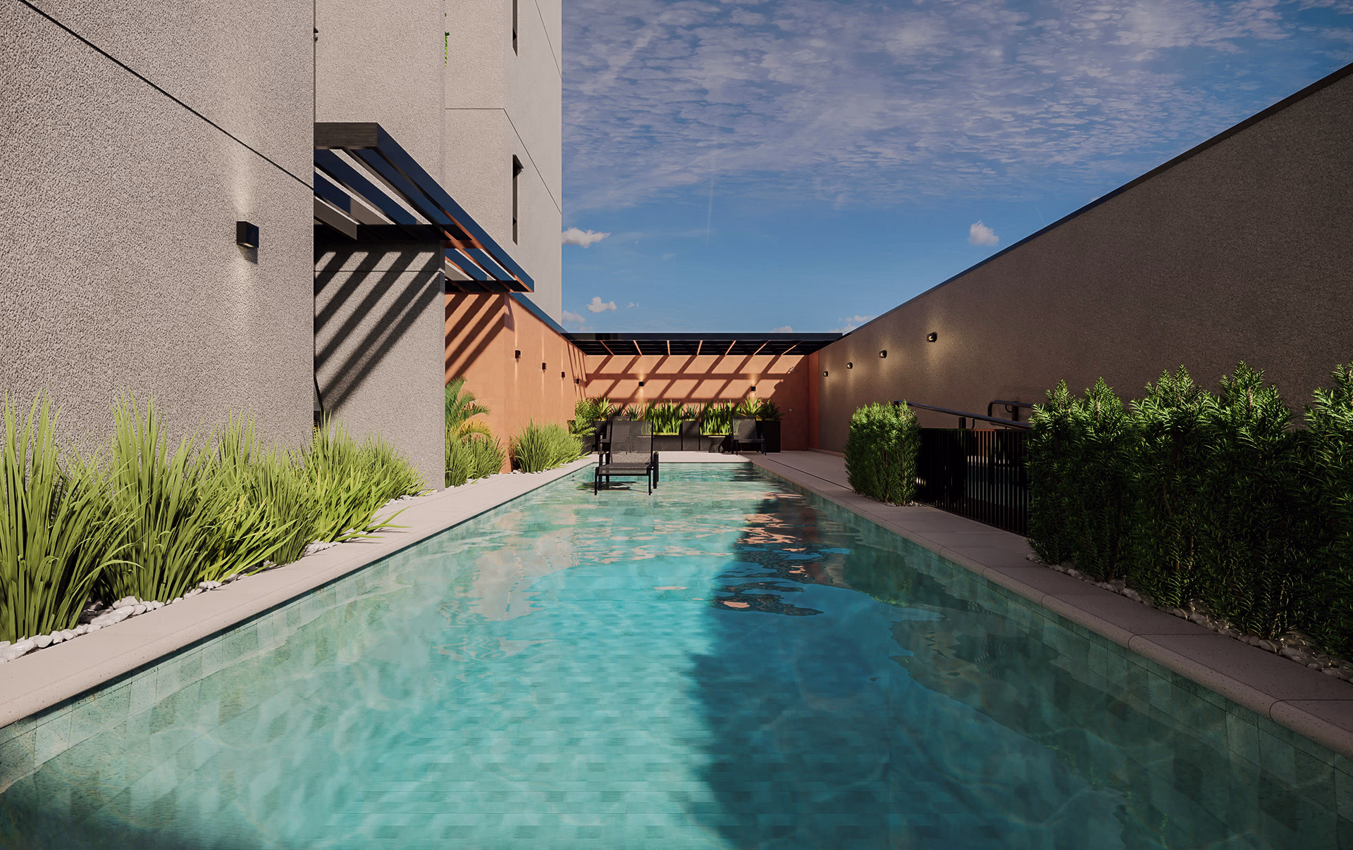 Perspectiva ilustrada da piscina