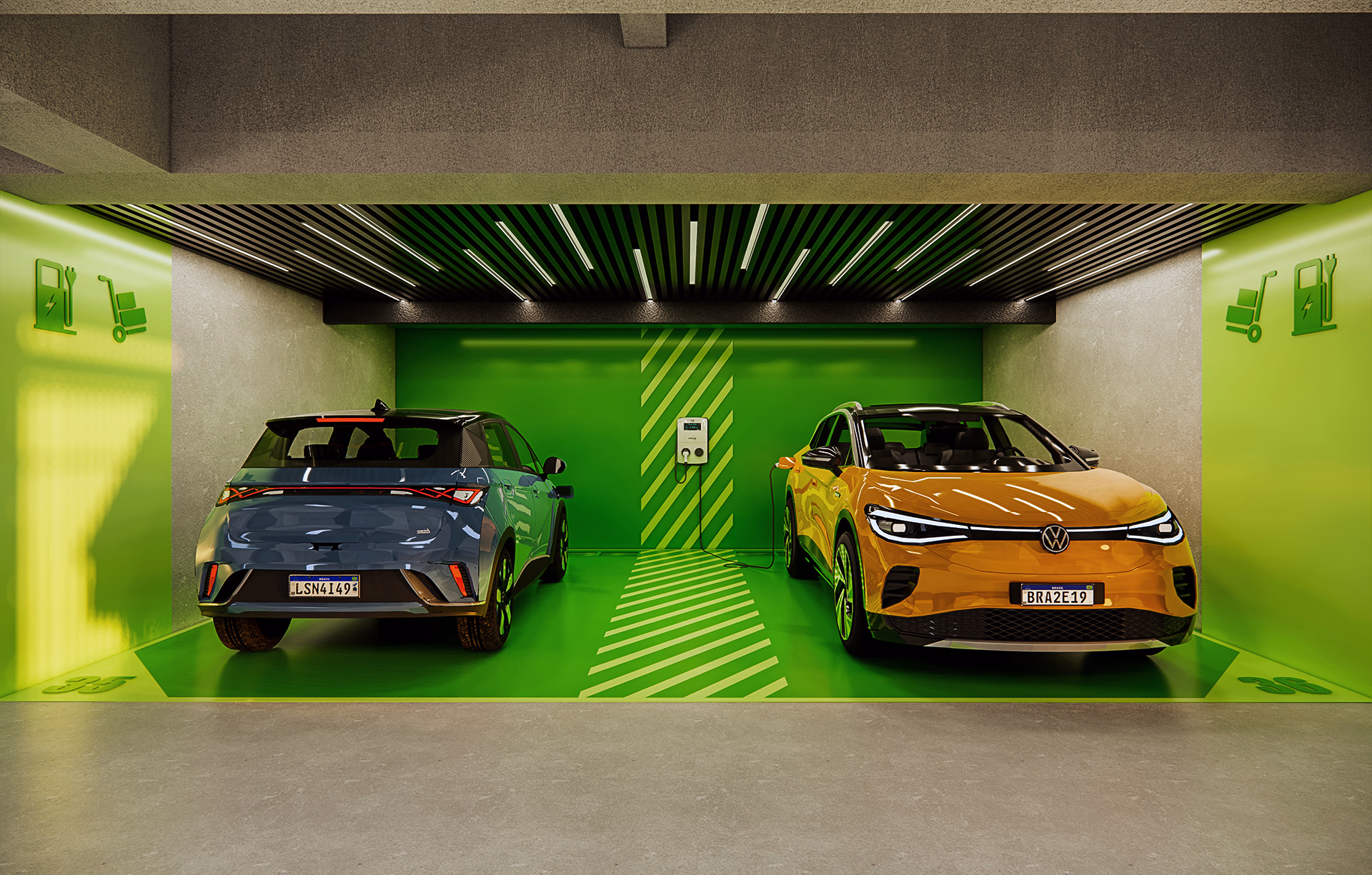 Perspectiva ilustrada da garagem